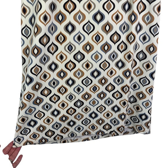 J. McLaughlin Catalina Cloth Retro Mod Knee Length Dress Brown Cream V-Neck Med - Picture 10 of 15